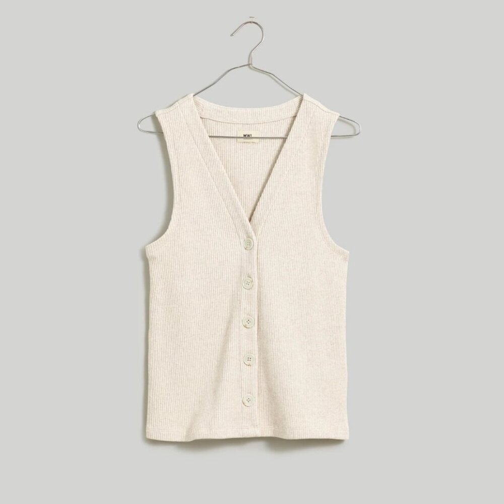 Madewell | Ribbed Button-Front Vest | Size XXS